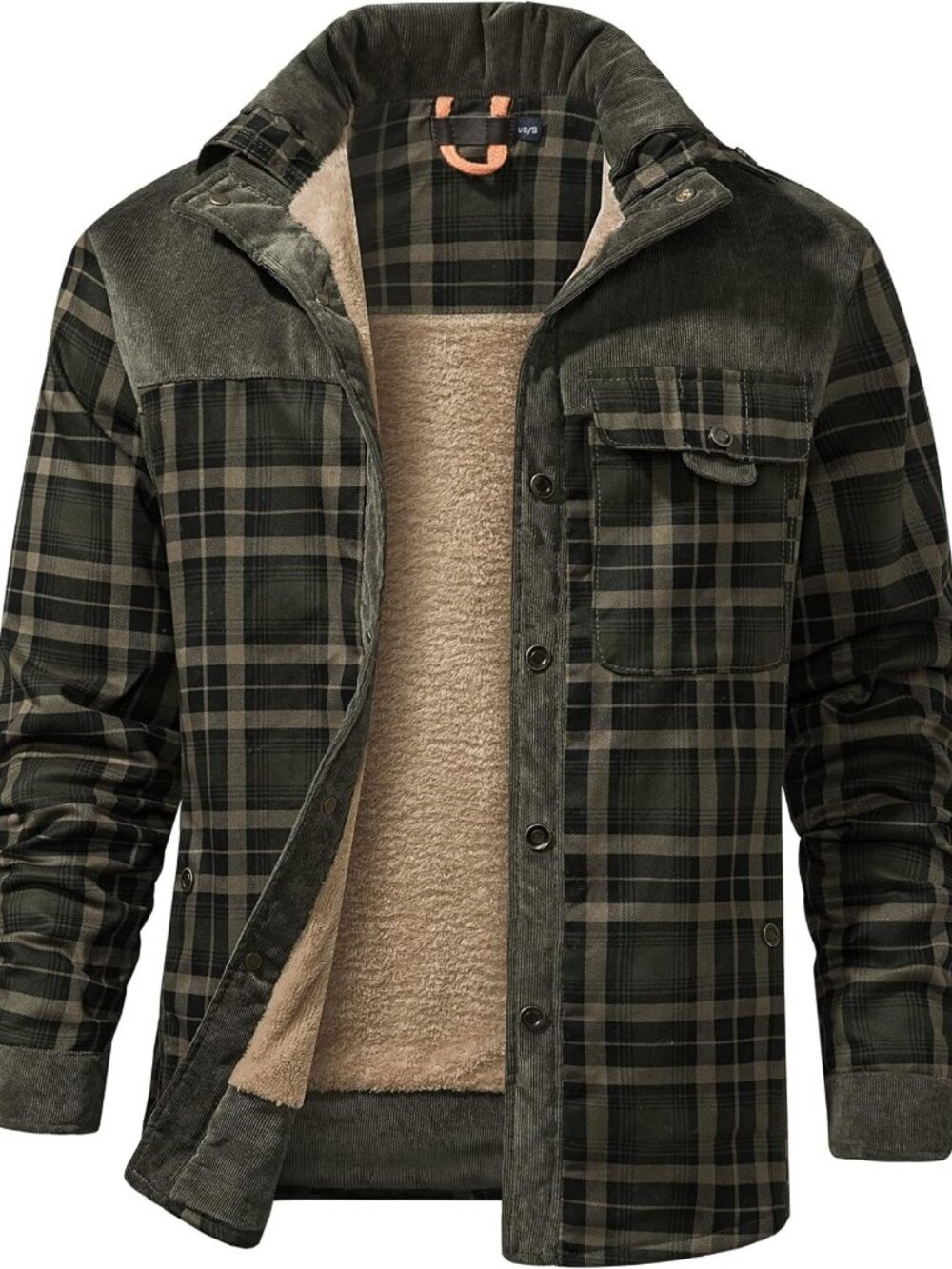 Cozy Sherpa Lined Flannel Plaid Shirt Jacket for Men - Perfect for Outdoor